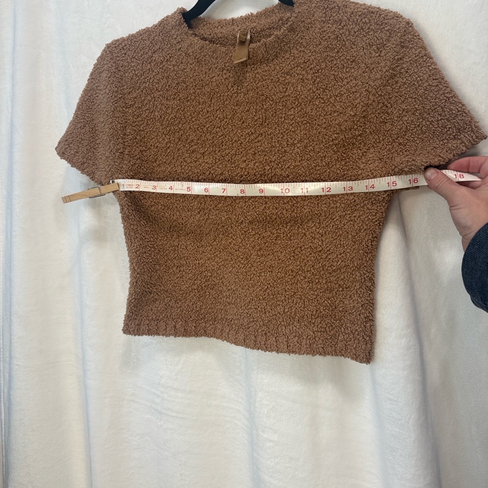 SKIMS Cozy Collection Cottagecore Brown Textured Crop Top - Picture 6 of 8